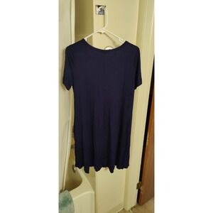 Anyjoin Womens Navy Blue Short Sleeve Swing T-Shirt‎ Dress Size L NWT